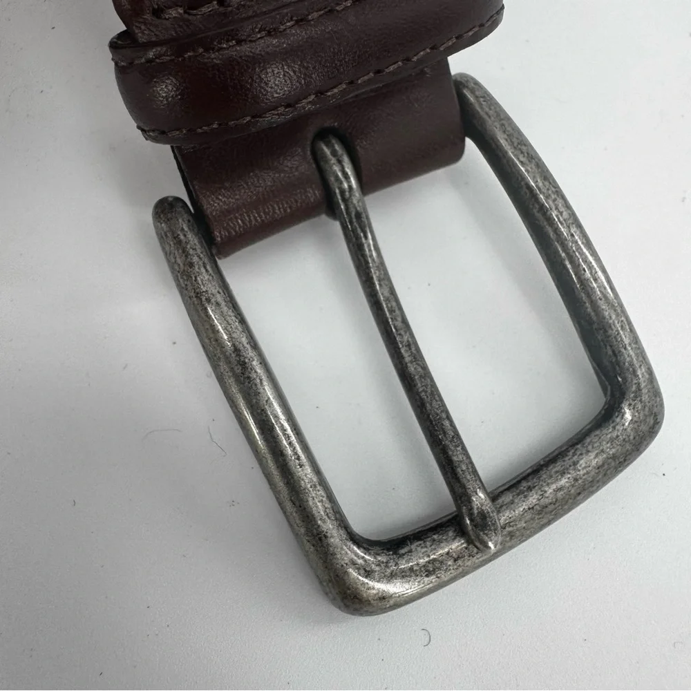Vintage Torino Mens Silver Buckle Belt Woven‎ Red Black Brown Leather Size 44